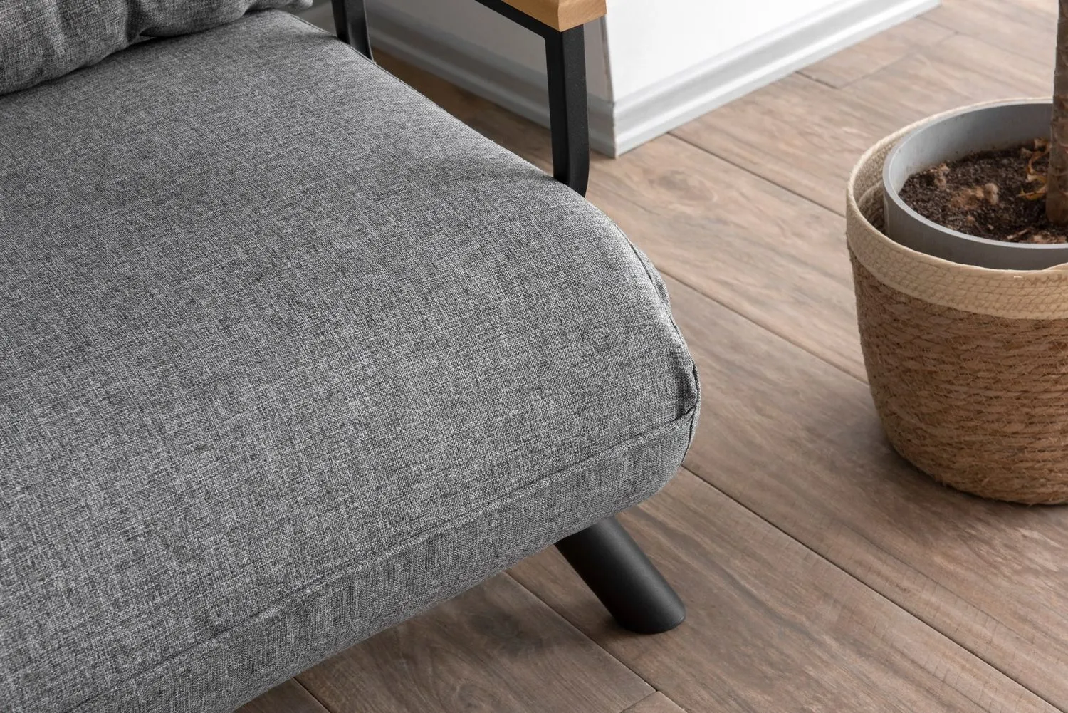 Fotel z funkcją spania SANDO tkanina lniana szara - ASI_859FTN2819