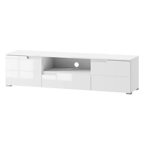 Szafka RTV SELENE 9 dwudrzwiowa z szufladą biały połysk 165x42x39cm Szafka RTV SELENE 9 dwudrzwiowa z szufladą biały połysk 165x42x39cm
