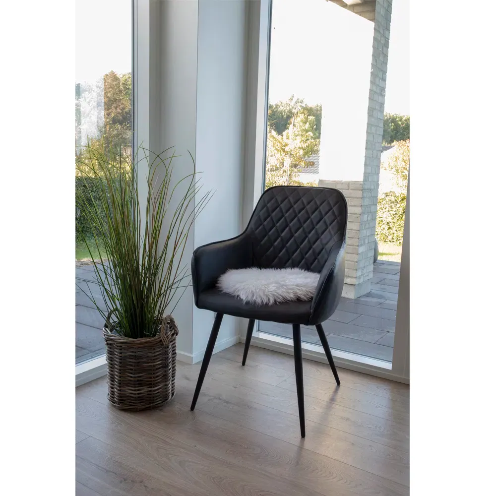 Siedzisko ze skóry jagnięcej LAMBSKIN okrągłe fi35 cm kość słoniowa - 3981011