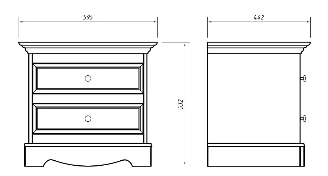Szafka nocna z 2 szufladami BELLUNO ELEGANTE biała - dąb - PL013B/D