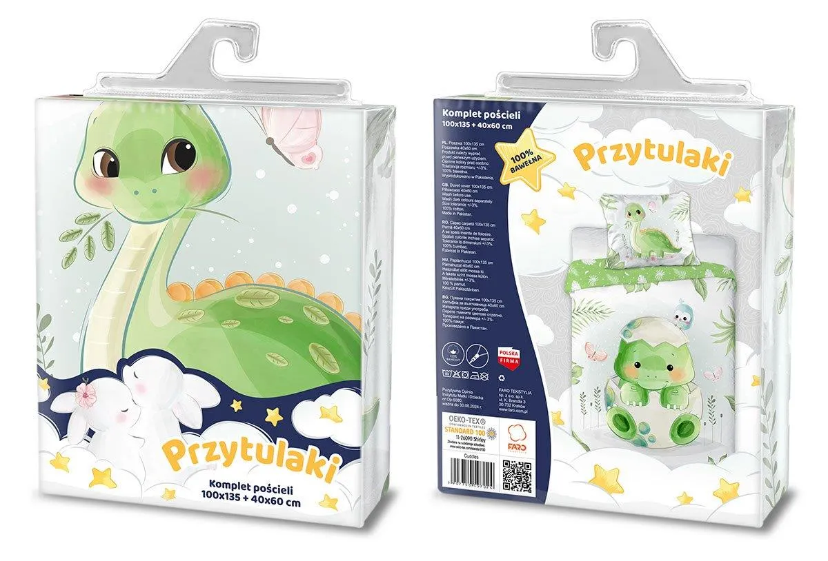 Pościel komplet dla dzieci PRZYTULAKI 005 bawełna 100X135+40X60 DINO wielokolorowy - FARO_24708