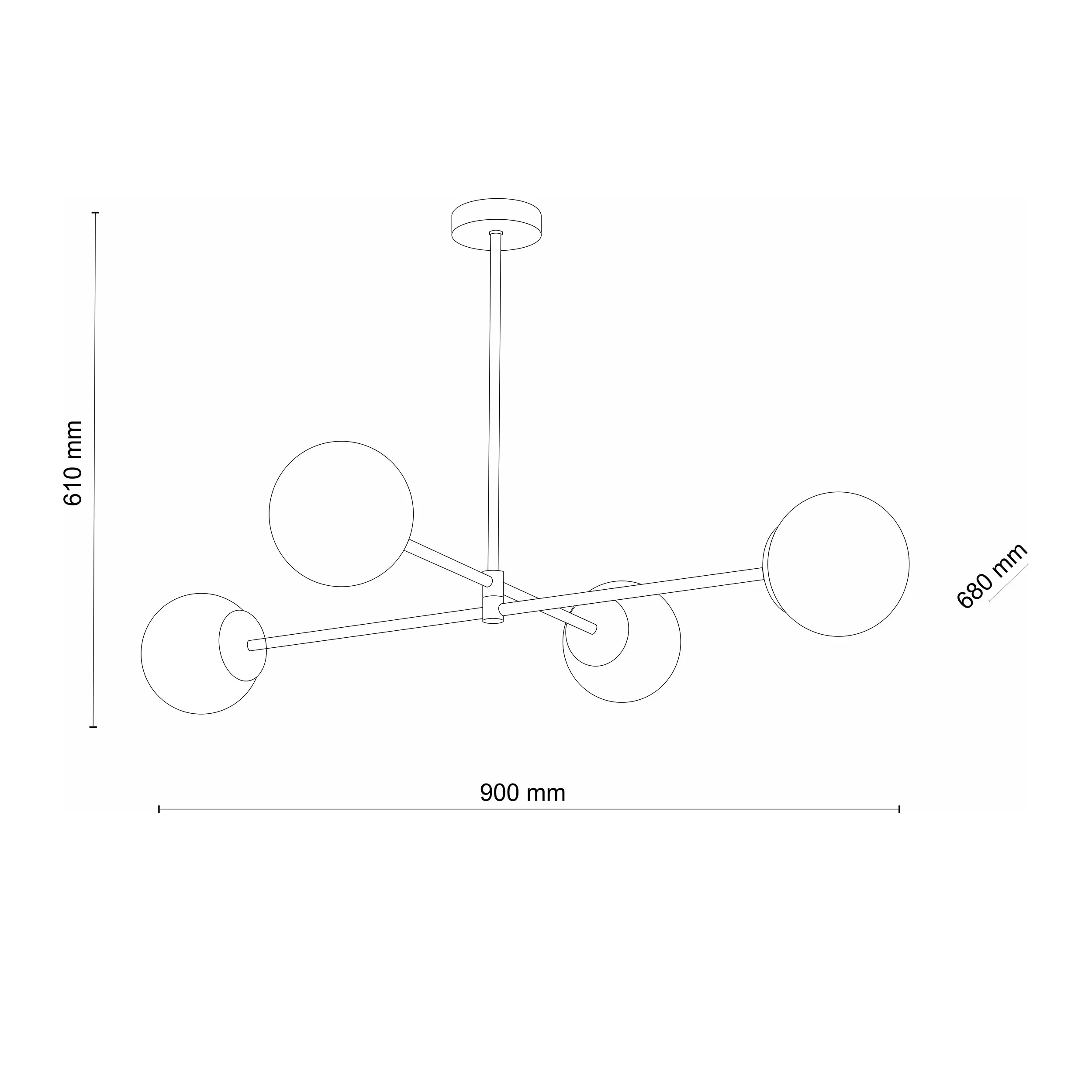 Lampa sufitowa SARIUS złota metalowa z białymi szklanymi okrągłymi kloszami 90x68x61cm - TK_4737