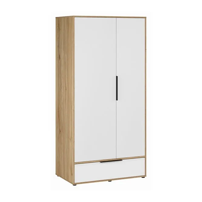 Szafa 2-drzwiowa ORKNEY z 1 szufladą 98 cm dąb mauvella biały Szafa 2-drzwiowa ORKNEY z 1 szufladą 98 cm dąb mauvella biały