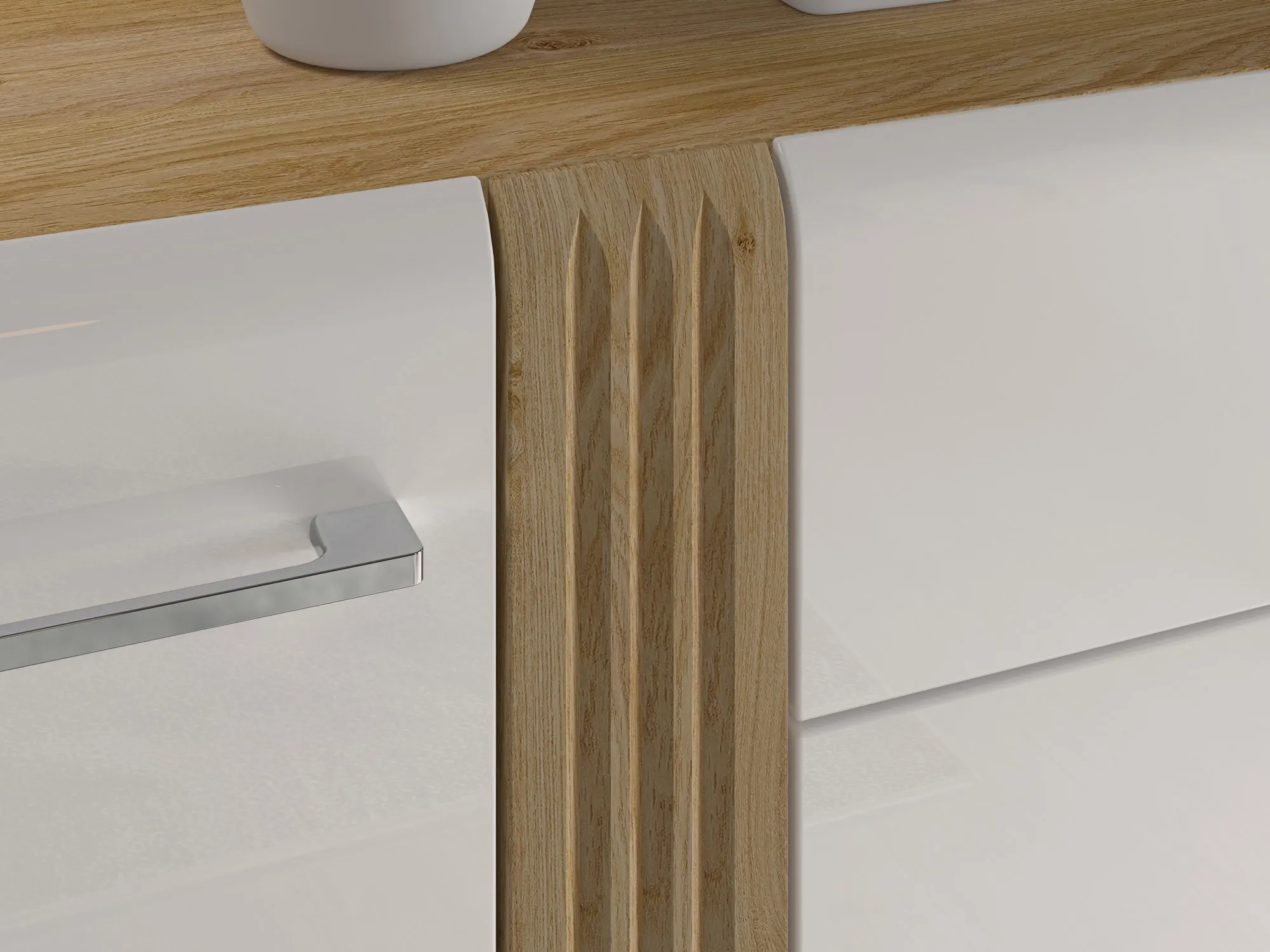 Komoda 1-drzwiowa z 4 szufladami ADAGIO 04 dąb castello, biały połysk - 1ADAG04-001