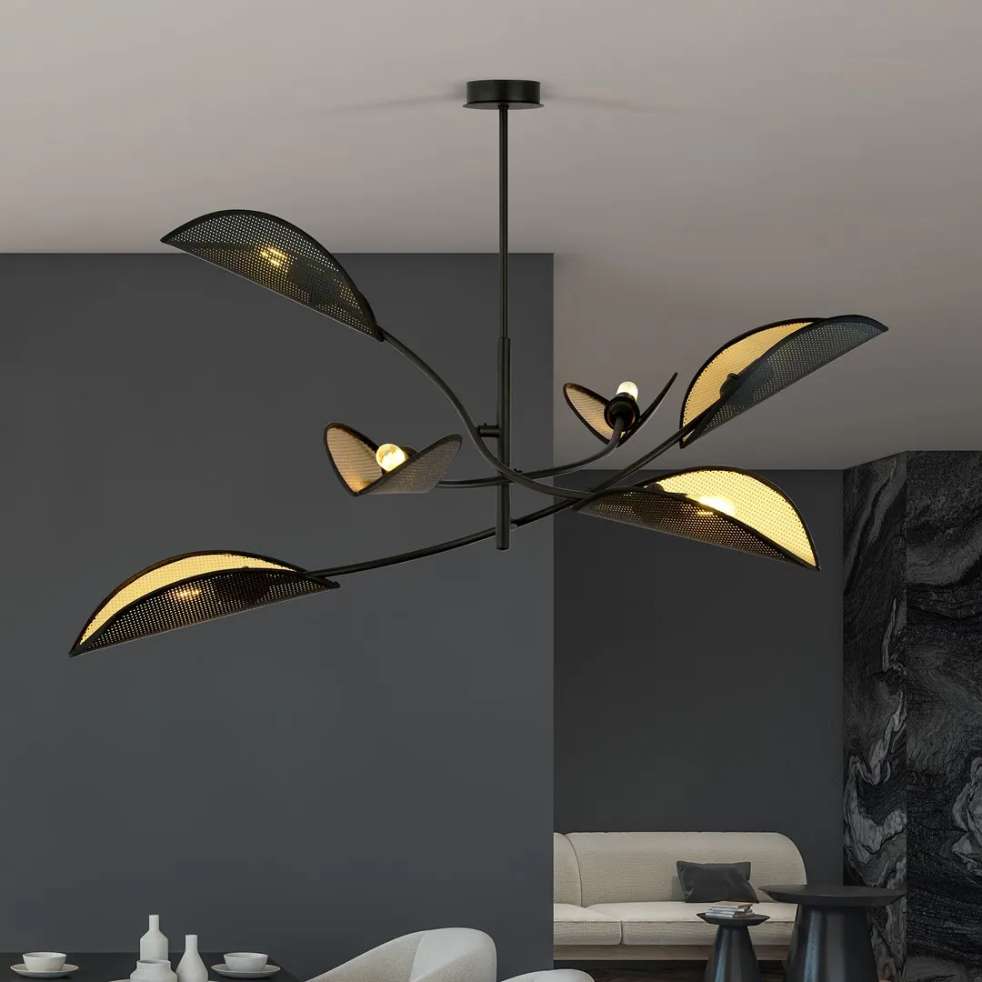 Lampa wisząca LOTUS 6 czarny złoty — zdjęcie 4