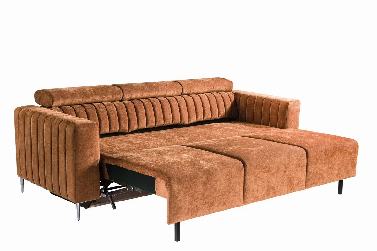 Sofa rozkładana 3-osobowa KOBE z funkcją spania 258 cm szara - KOBE_3F_ARAGON_90