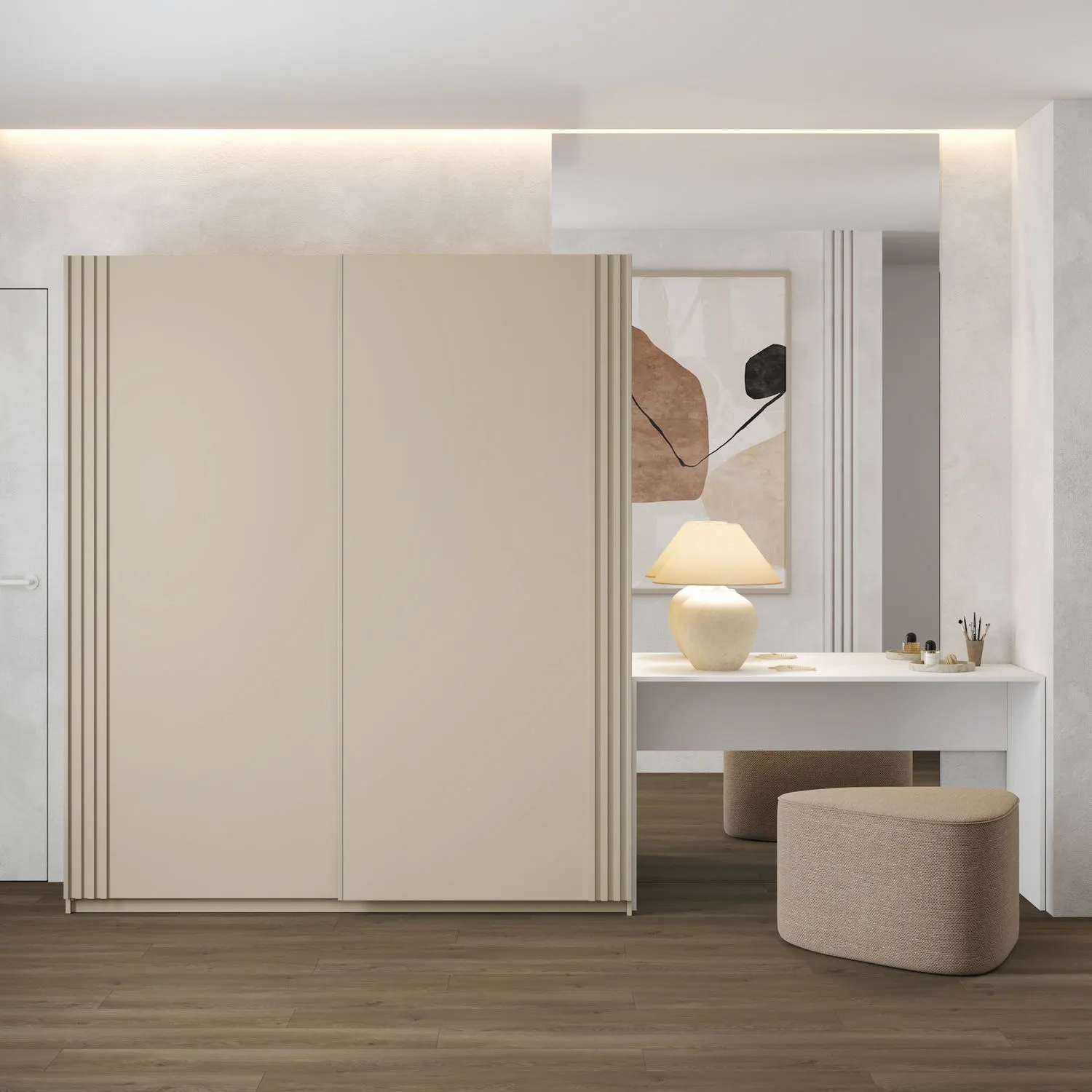 Szafa 2-drzwiowa z lamelami NIVA 180cm beżowa - 2412OE16