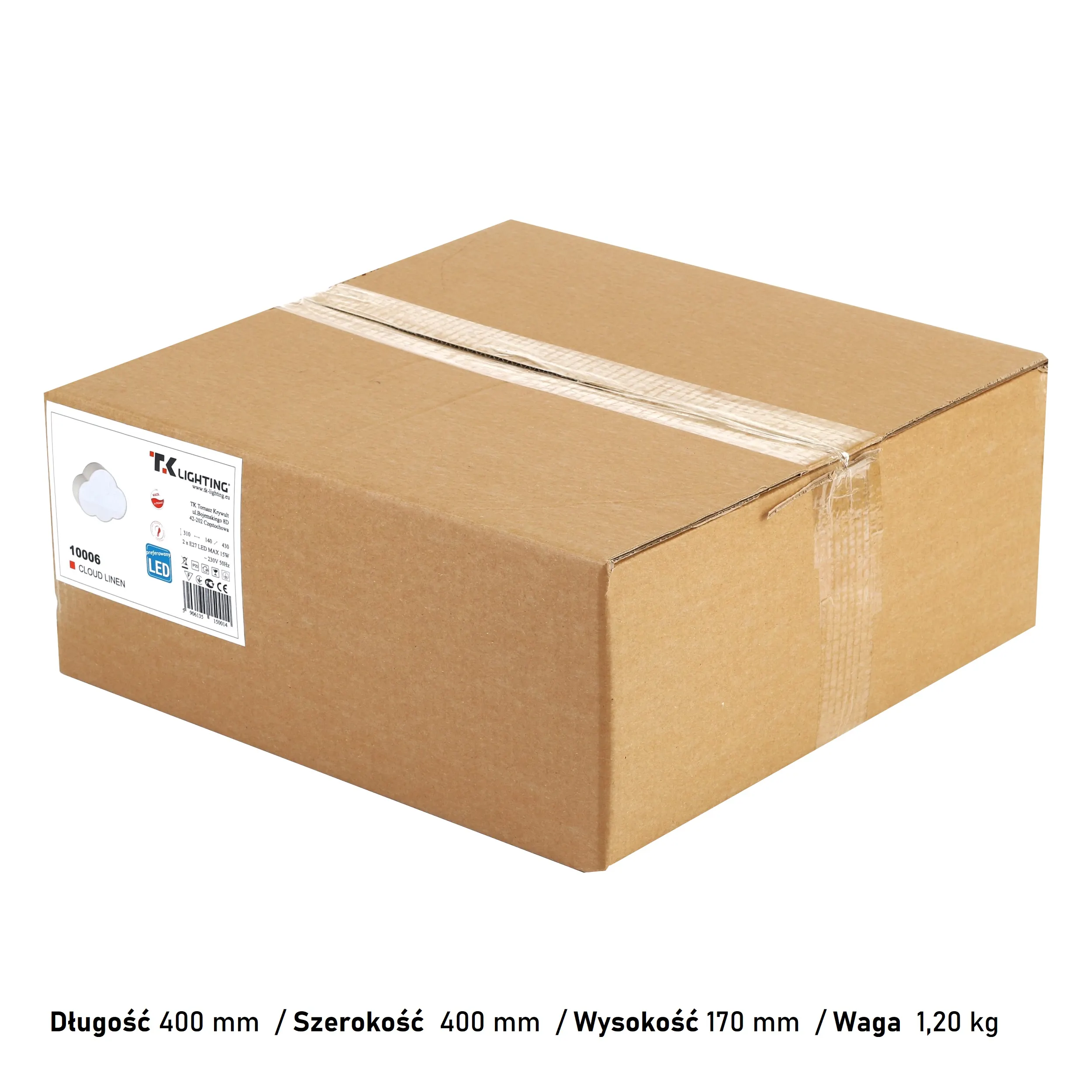 Plafon / Kinkiet CLOUD beżowy z tkaniny z białym kloszem w kształcie chmury 43x31x14cm - TK_10006