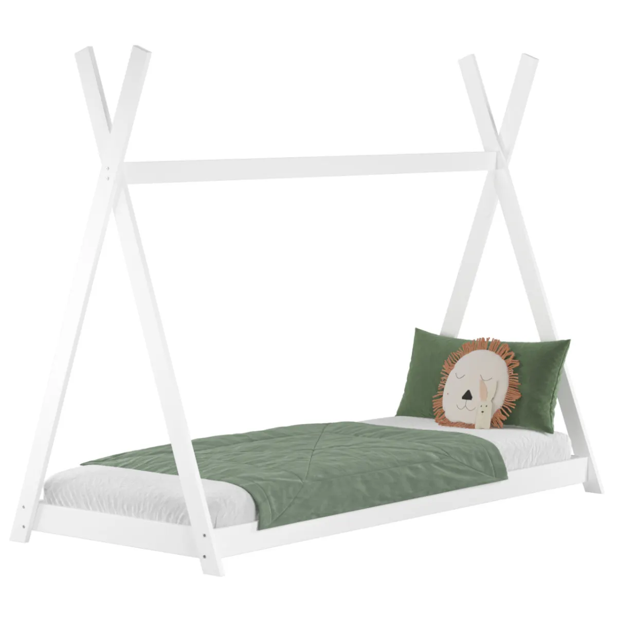 Łóżko drewniane tipi TENT 90x200 bukowe białe