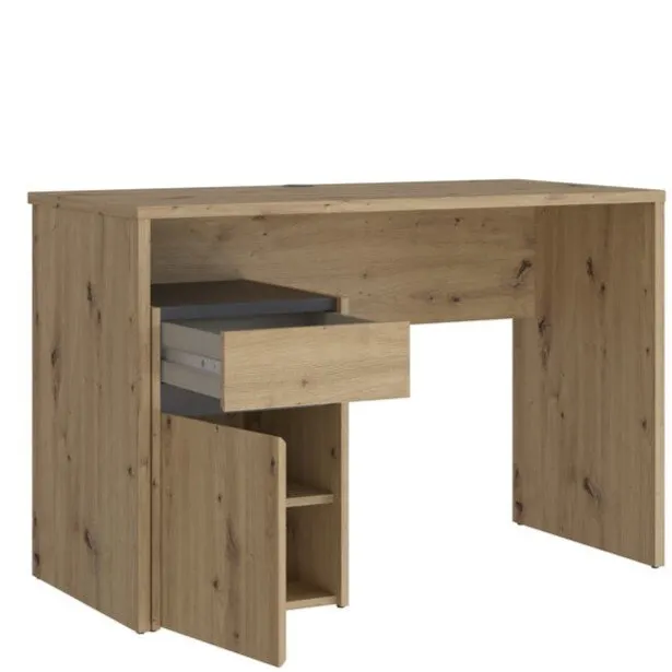 Biurko MODULTRICK z szafką i szufladą - dąb artisan, szary - MDUB111-C827