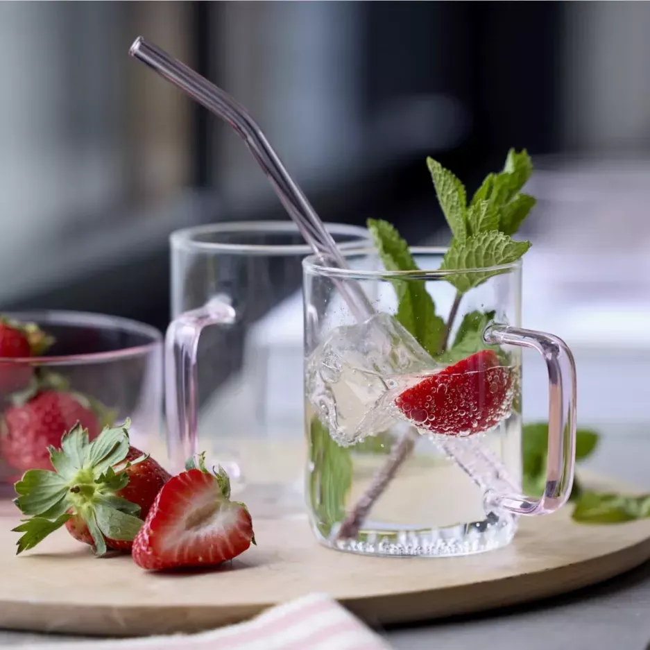 Szklane kubki TORINO zestaw 2 szt. 400 ml różowe - ND_32769