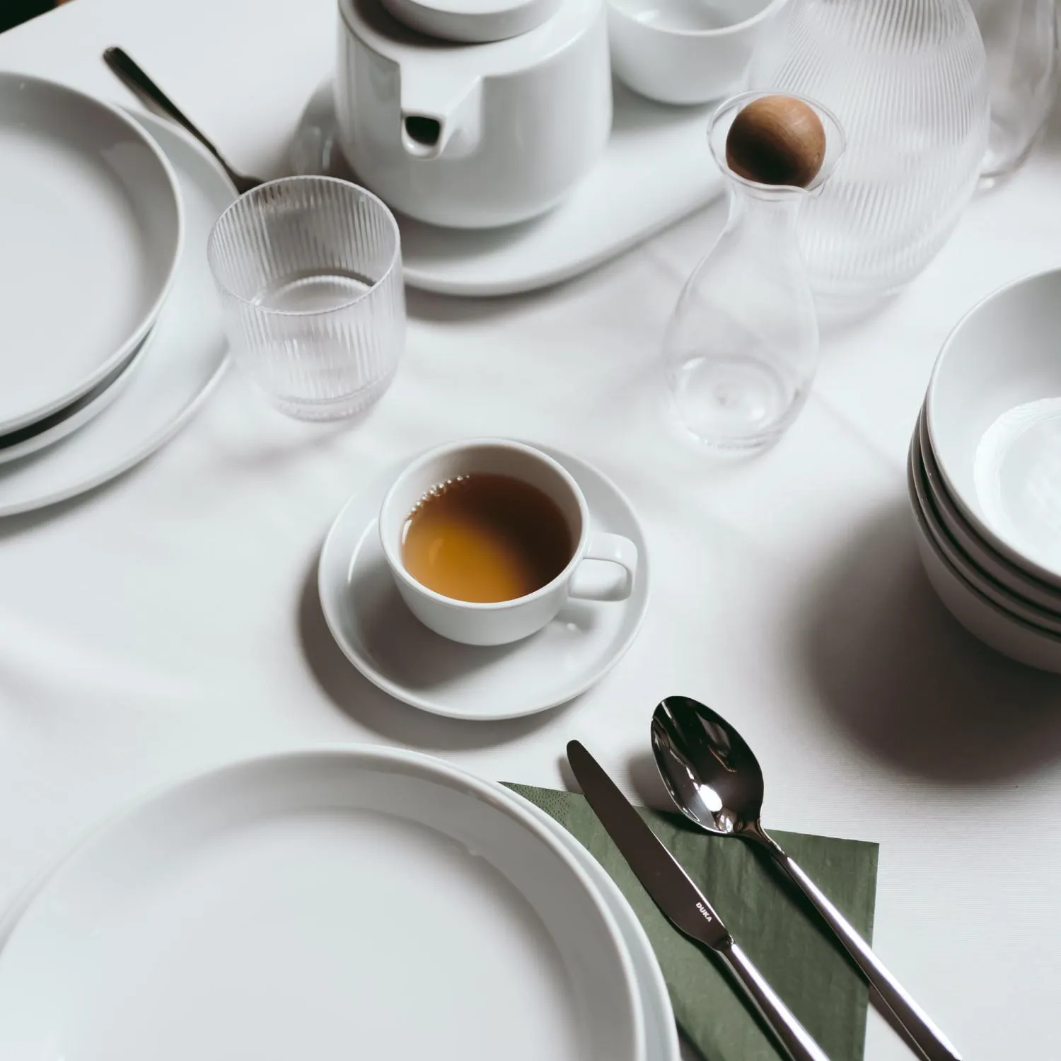 ceramic tableware, tea cup, tea set, white dishes, glassware