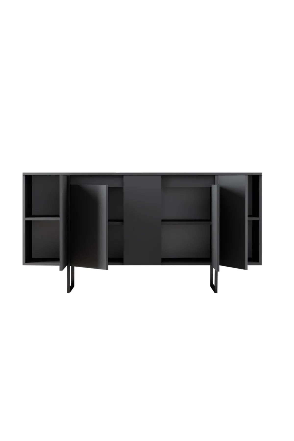 Komoda 4-drzwiowa LUXE 160 cm antracytowa czarny stelaż — zdjęcie 3