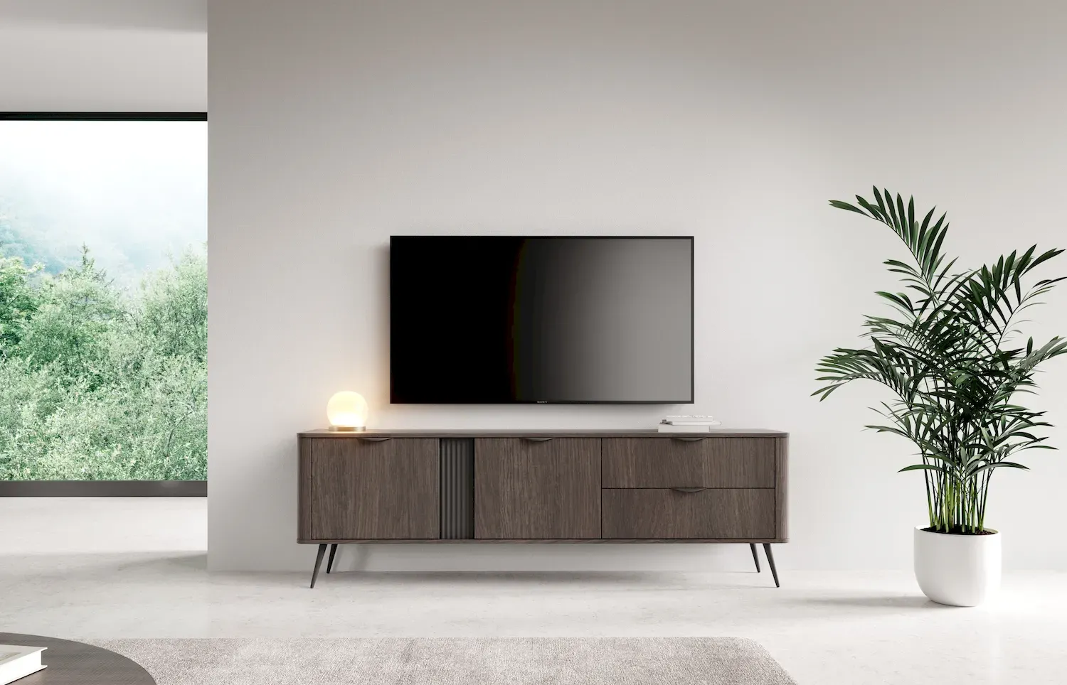 Szafka RTV 2-drzwiowa z 2 szufladami VERIS 195 dąb dunin czarny - LA_VERIS_RTV_195_2D2S