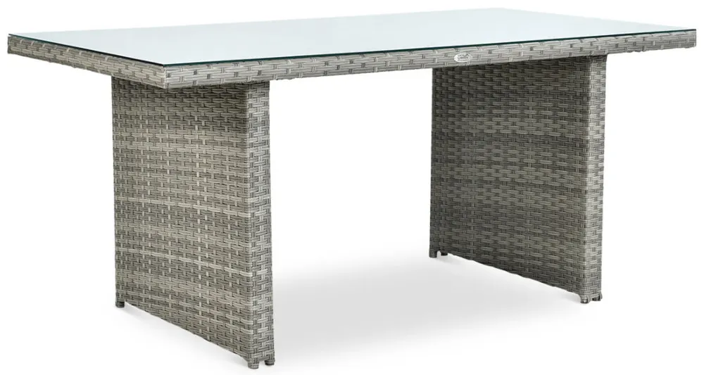 Narożnik ogrodowy modułowy IBIZA ze stołem i pufami technorattan szary - FG003361