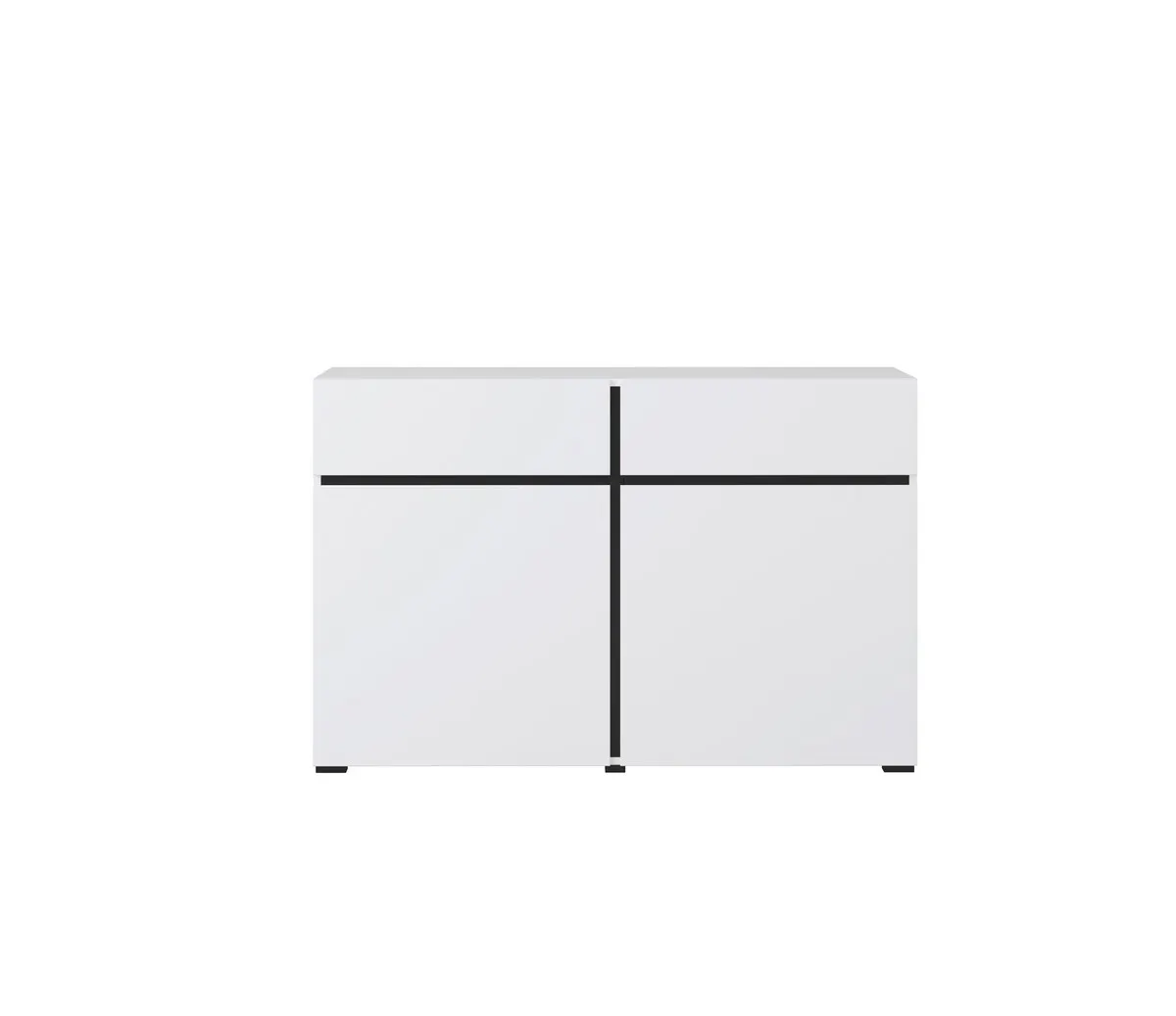 Komoda 2-drzwiowa z szufladami CROSS 120 cm biało-czarna - 249WMY45