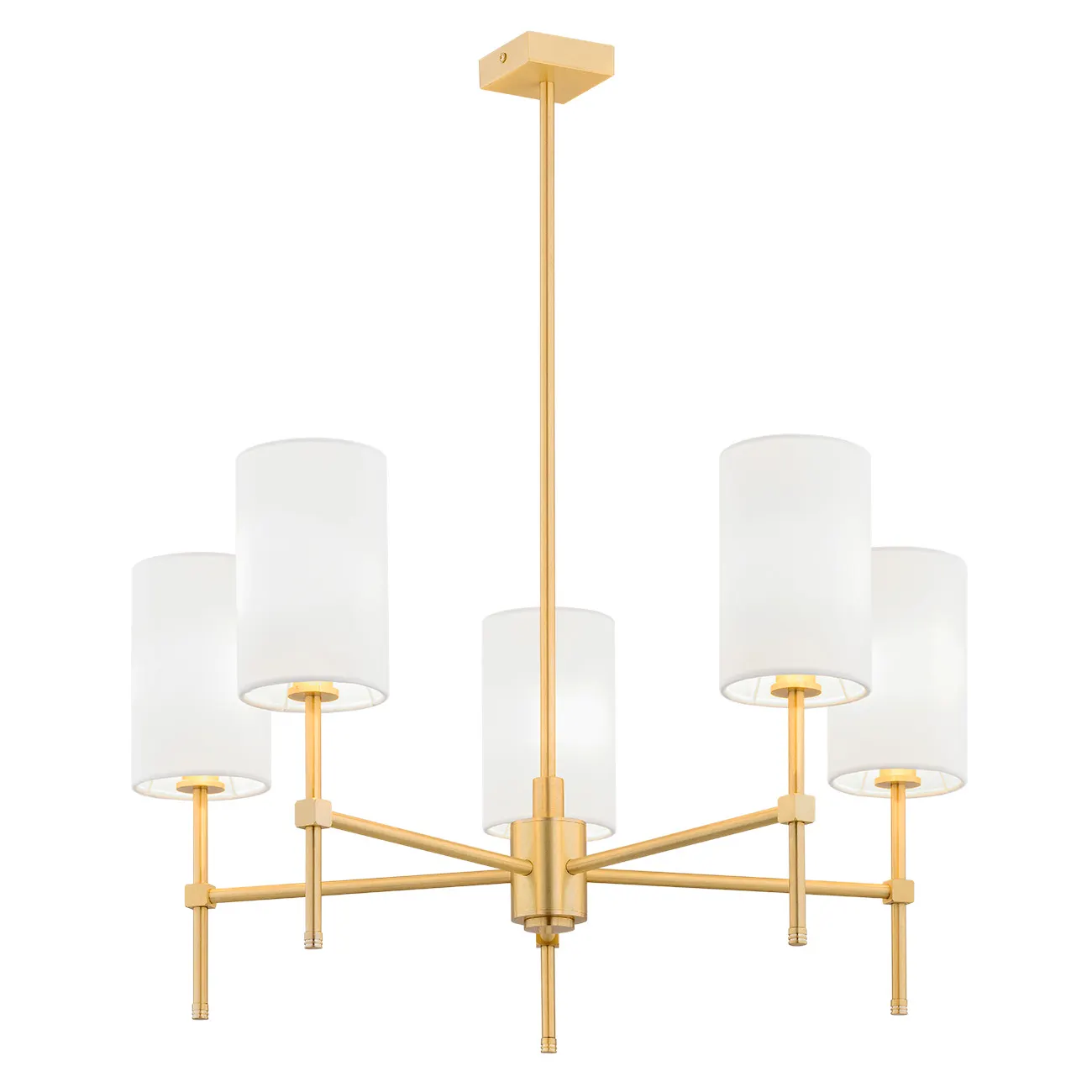 Żyrandol ABRUZZO metalowy mosiądz szczotkowany biały 78x70 cm