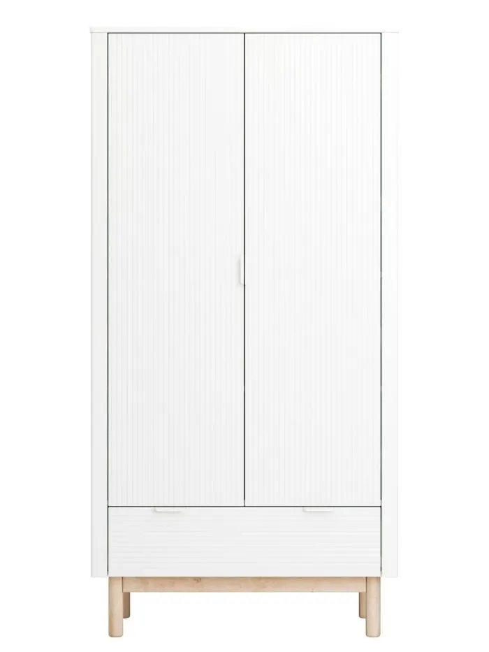 Szafa 2-drzwiowa z szufladą MILOO 100x198 biała - PIN_045-042-310