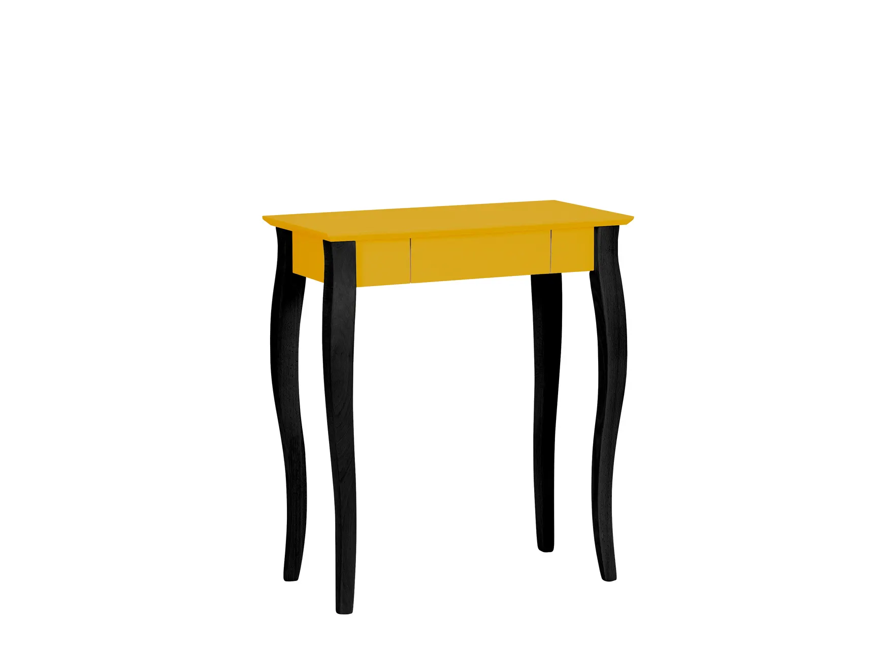 Biurko z szufladą LILLO 65x40 żółty blat/czarne drewniane nogi