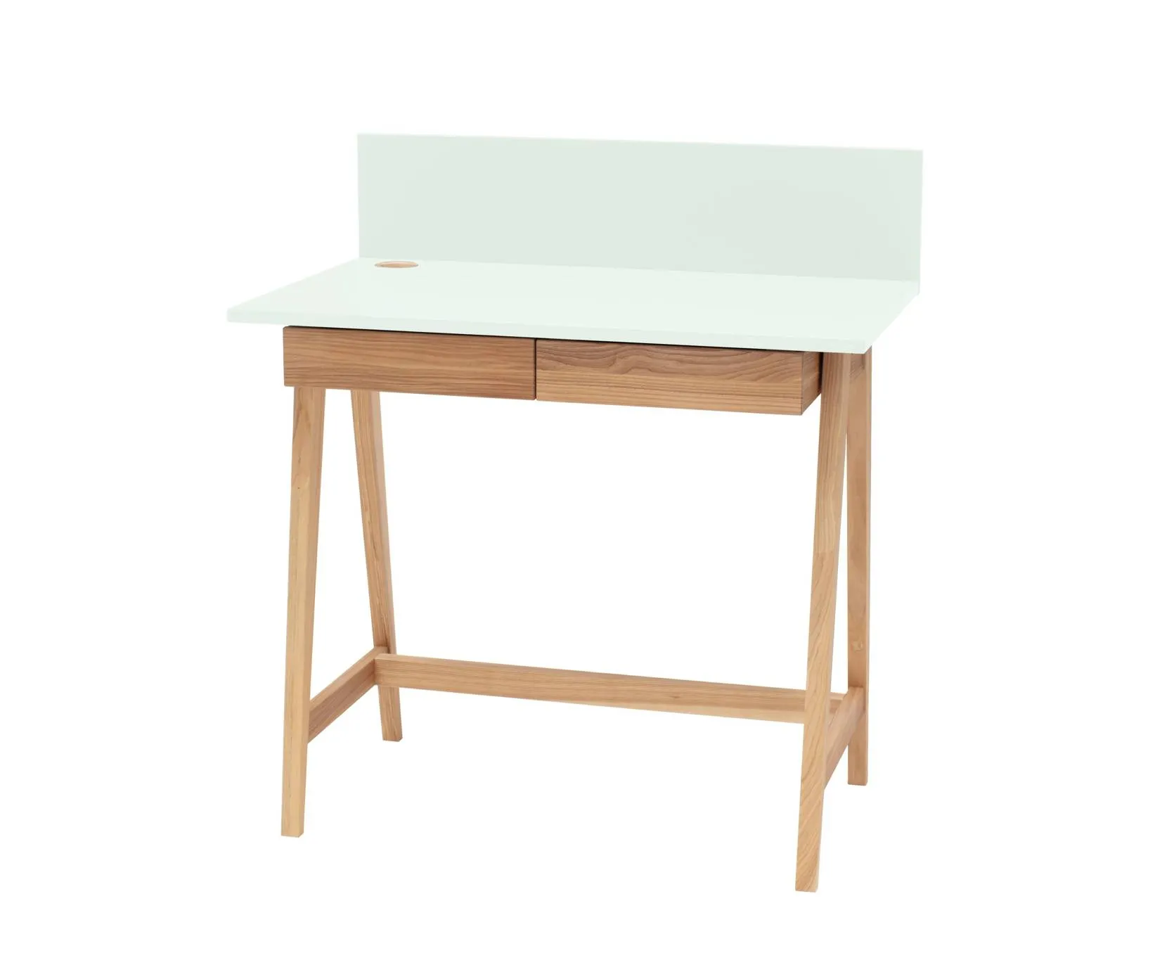 Biurko z szufladami i panelem LUKA 85x50 miętowe/jesionowe nogi