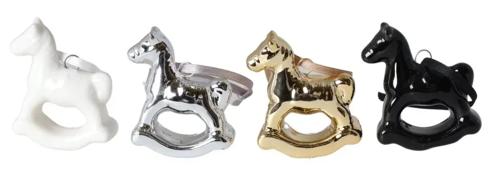 Zawieszka ceramiczna KONIK NA BIEGUNACH 4 sztuki wielokolorowe