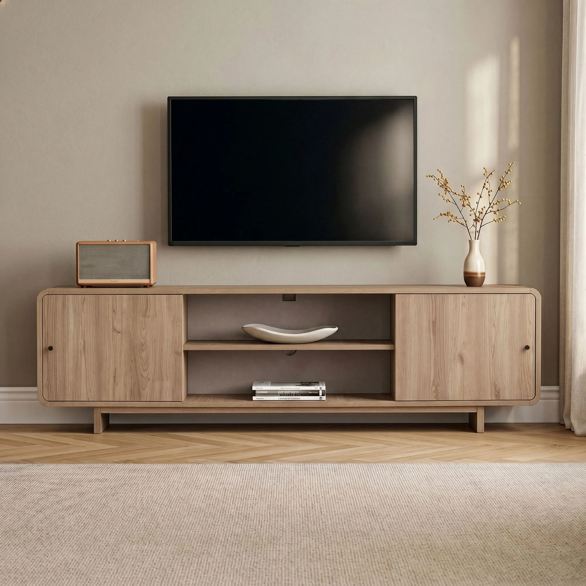 Szafka RTV 2-drzwiowa MIREL 180 cm Dąb Sepet - ASI_632NRD1117