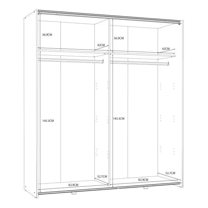 Szafa 2-drzwiowa CLIF drzwi przesuwne 170 cm,old wood vintage, beton - W3NS822X1-C754
