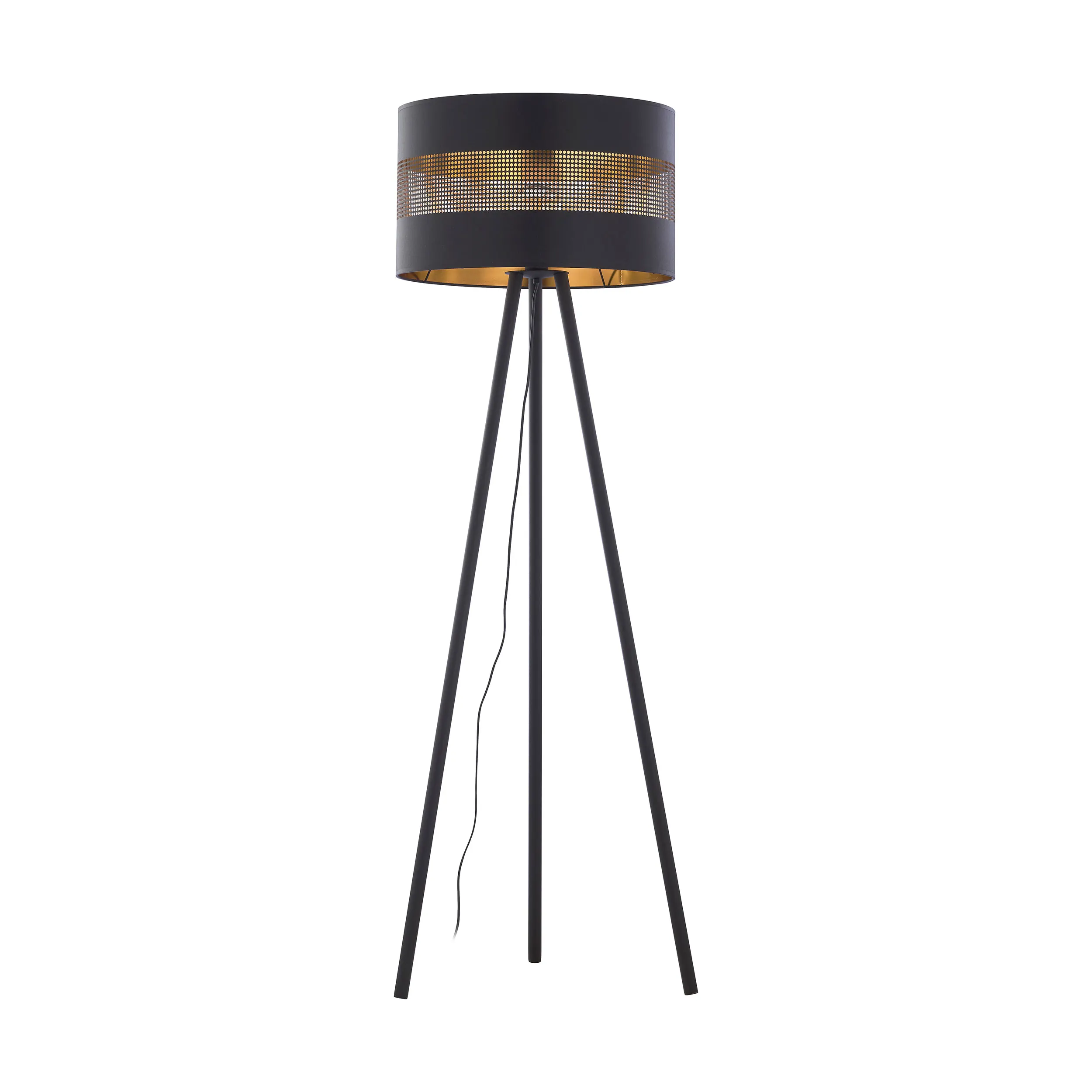 Lampa podłogowa TAGO czarna ze złotym wnętrzem 145x50cm