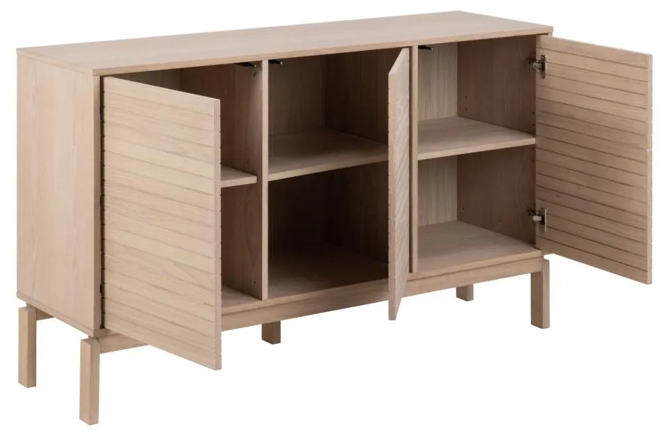 Komoda 3-drzwiowa FARON 135,4x40x80 Fornir dębowy bielony olejowany — zdjęcie 5