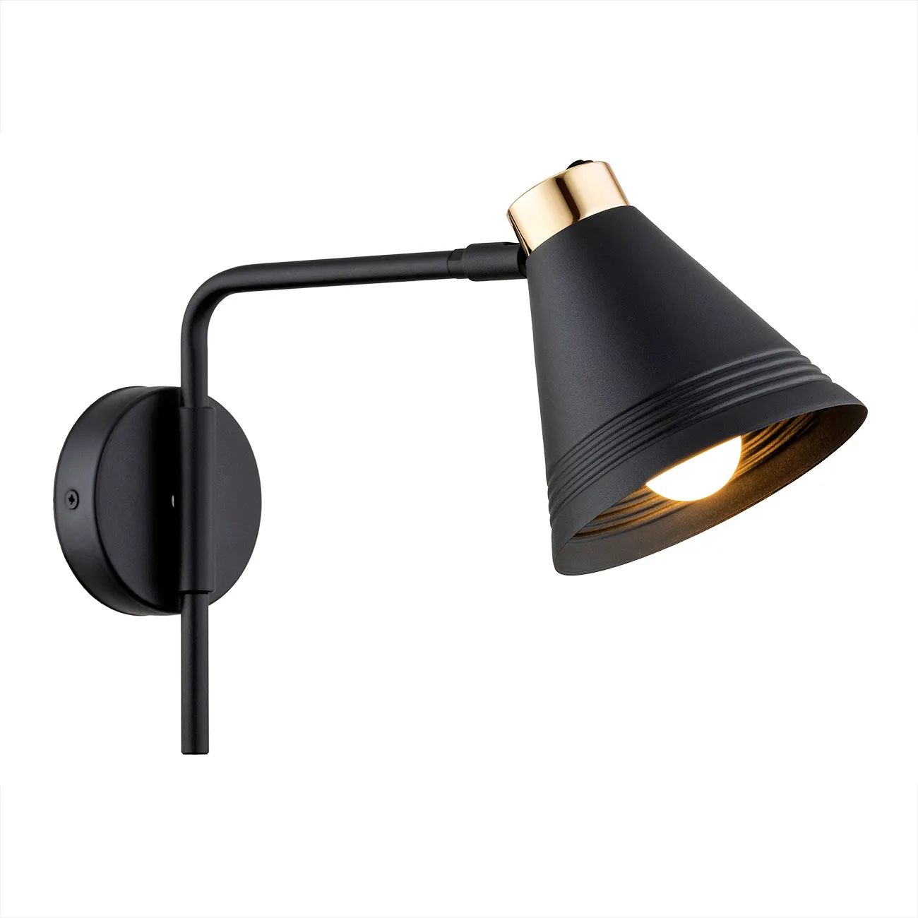 Kinkiet AVALONE metalowy czarny mosiądz regulowany