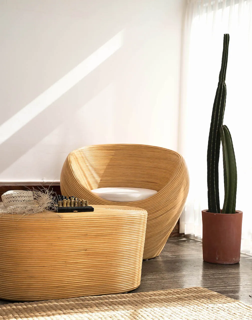 ZESTAW RATTANOWY TEGAL 3 JASNY OWALNY ( 2 FOTELE, STOLIK ) - MMRZT4JOW