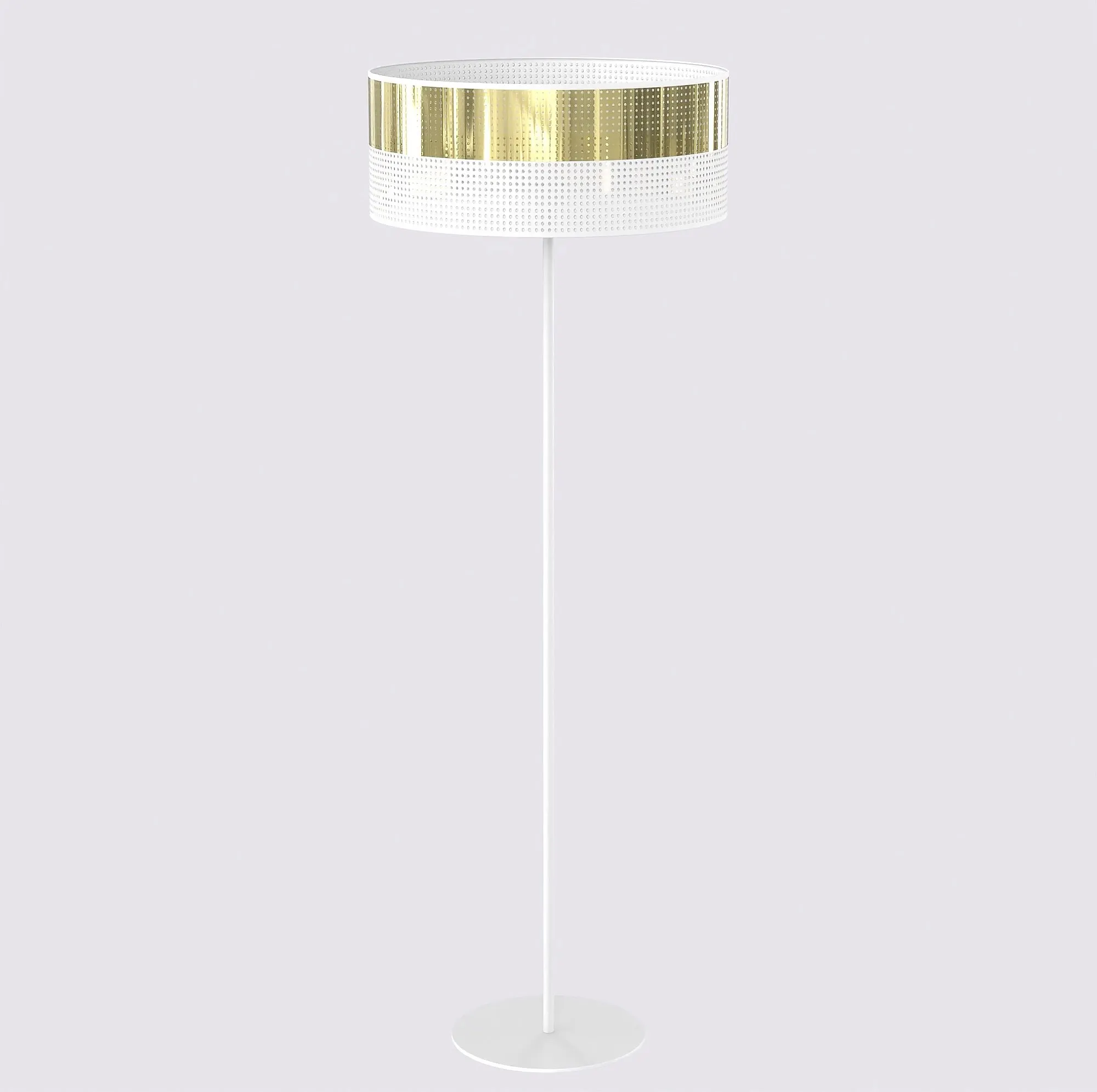 Lampa podłogowa LUX LP1 WH GOLD z abażurem biała złota
