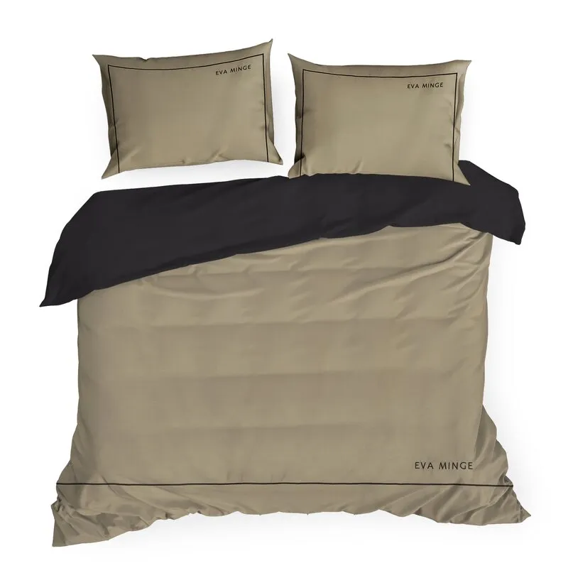 POŚCIEL H 160 X 200 CM BEŻOWO-CZARNA - EU_440441