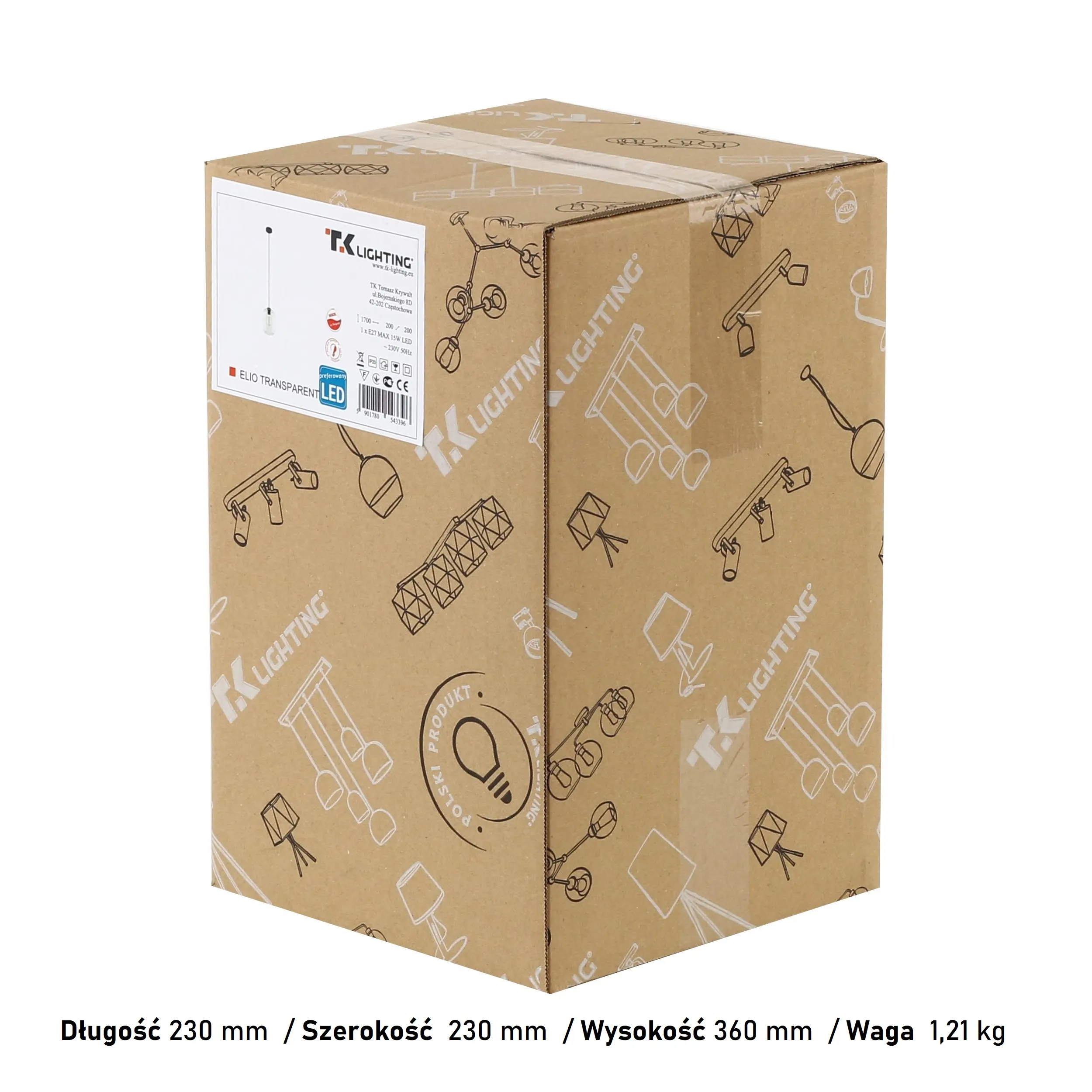 Lampa wisząca ELIO czarna z szarym szklanym kloszem 170x20cm - TK_5971