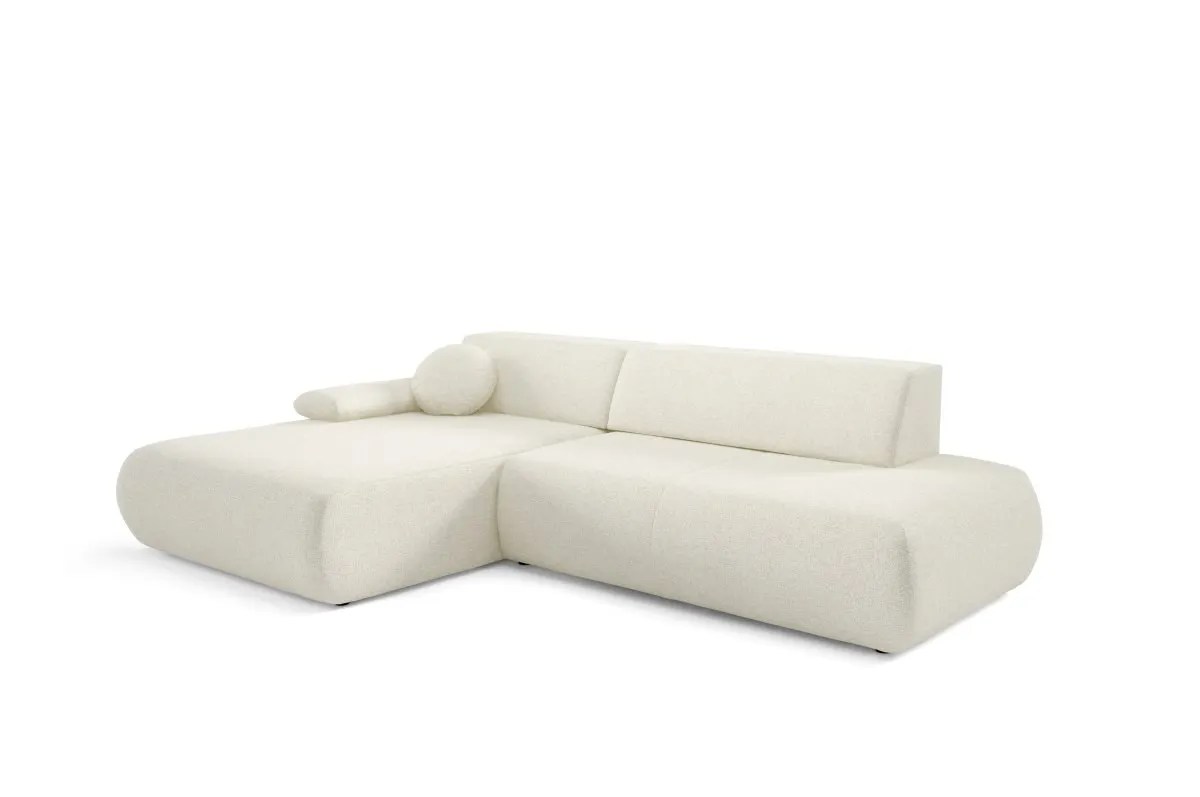 Narożnik rozkładany z pojemnikiem PUENTE 286 cm lewostronny kremowy Poduszka, Wystrój domu, Kanapa, Meble