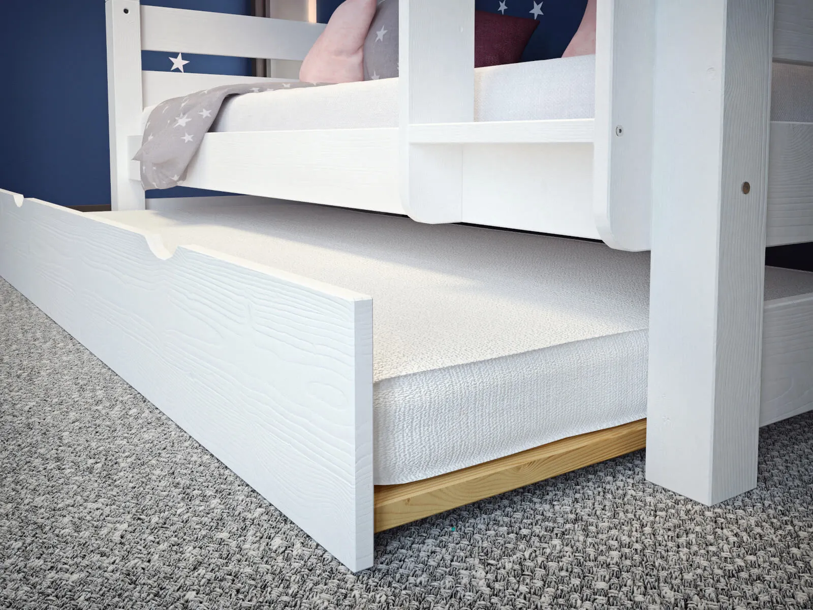 Łóżko drewniane piętrowe COSY 90x200 białe - LPCOSYBIA90