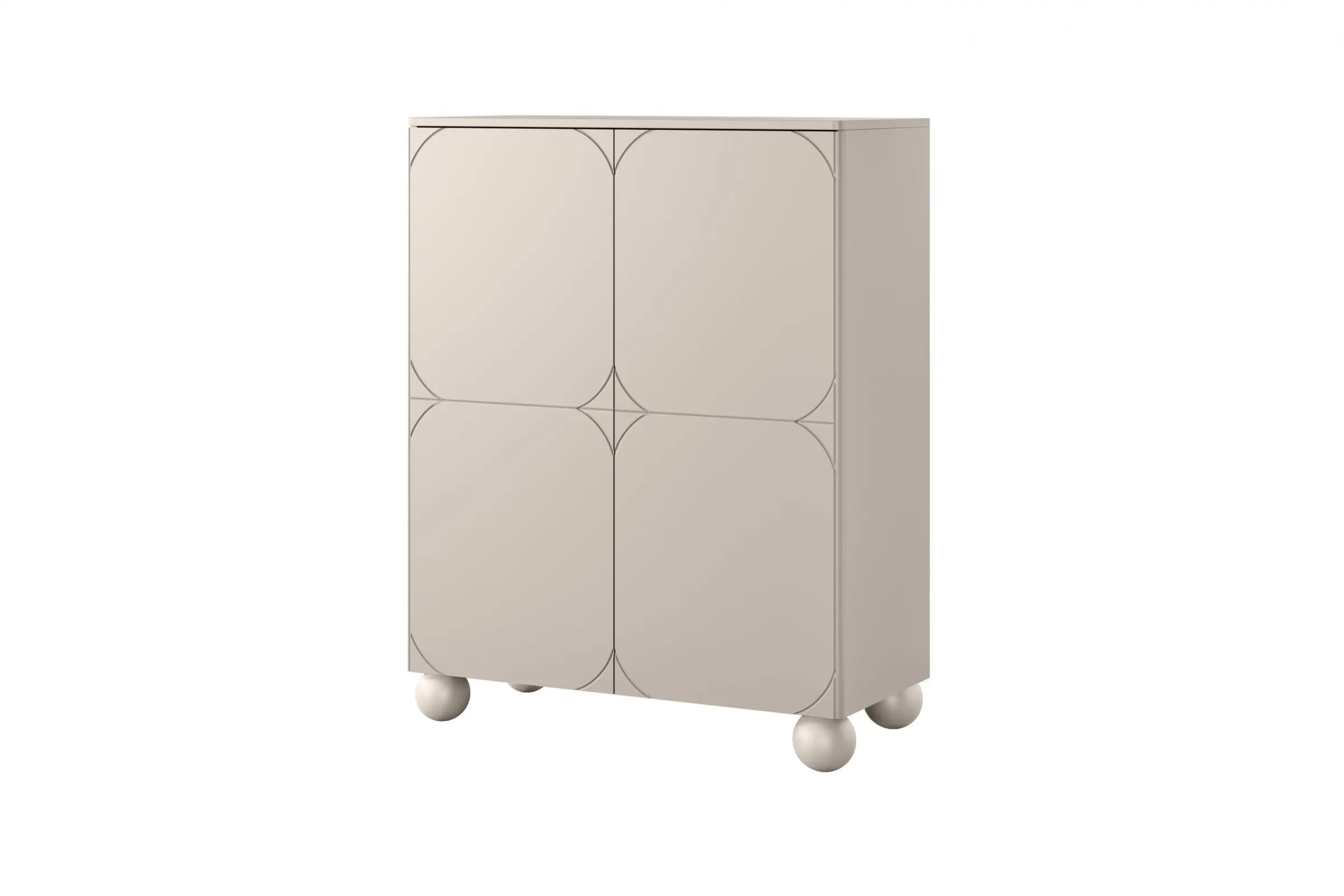 Komoda wysoka 2-drzwiowa z 2 szufladami SONATIA 120cm cashmere nogi kule