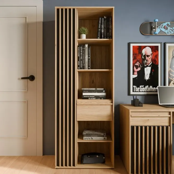 image regał, regał z szufladami, drewniany, biblioteczka, półki