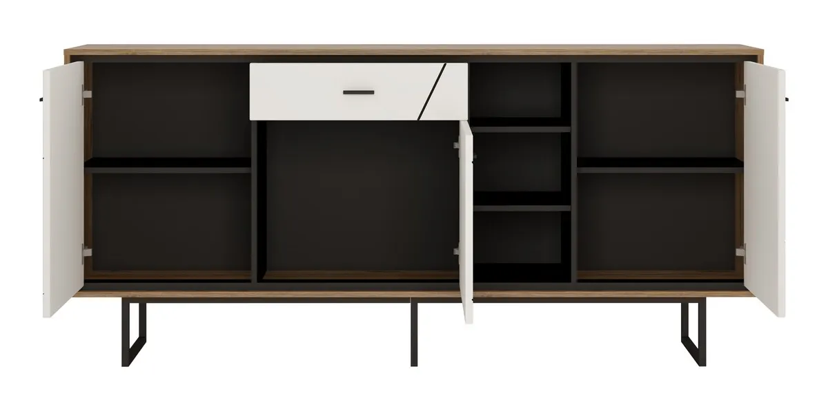 BROLO BROK06 KOMODA 3D1S DĄB CATANIA /CZARNA PERŁA/MDF BIAŁY HG