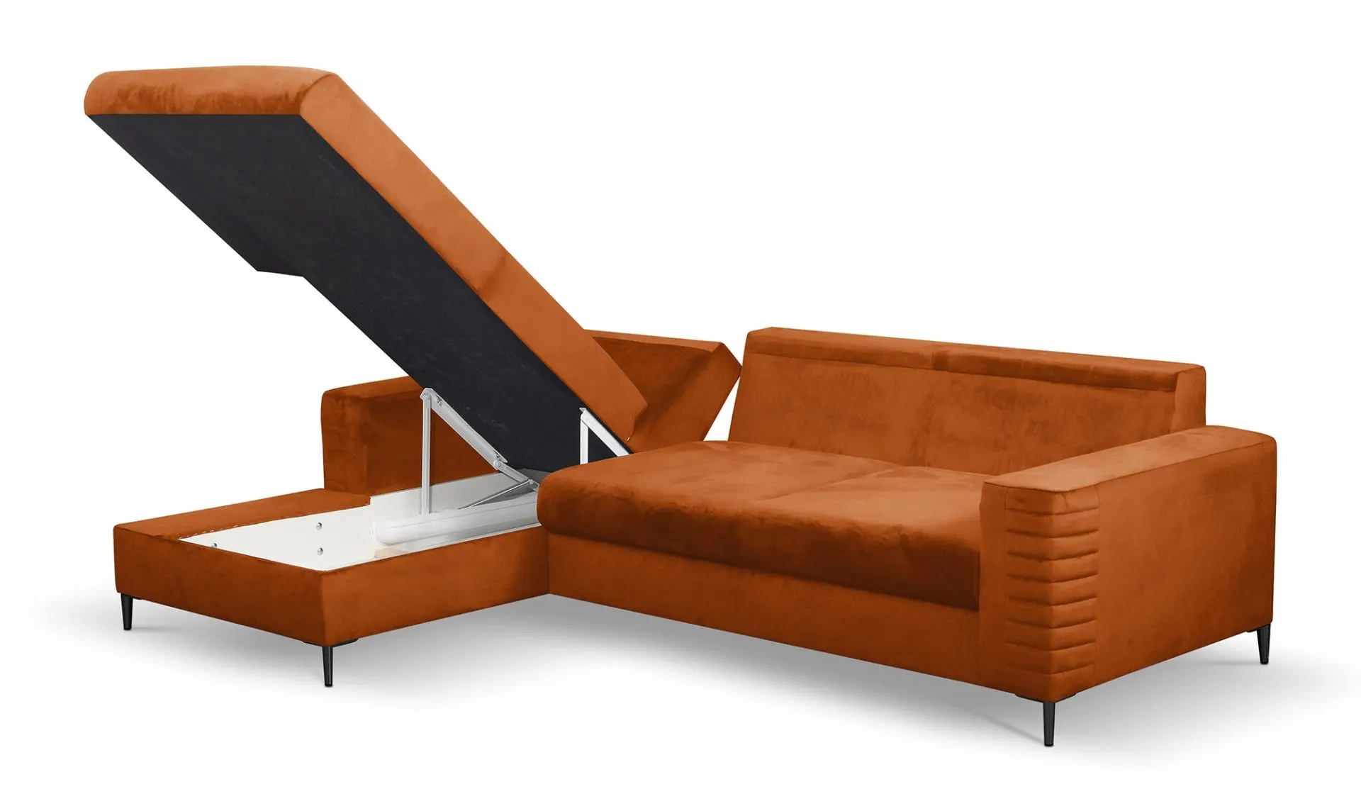 Narożnik rozkładany z pojemnikiem COLLIN VELLUTO 253 cm lewy ceglasty - COLILIN_NAR_VELLUTO33_L