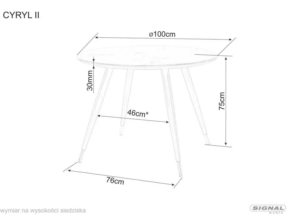 Stół okrągły CYRYL II 100cm czarny z efektem kamienia nowoczesny Signal - CYRYLCCFI100