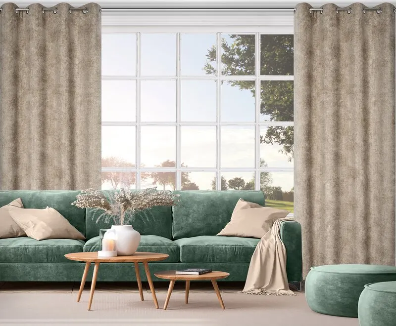 ZASŁONA GOTOWA ALETA 135 X 250 CM BEŻOWY - EU_453375