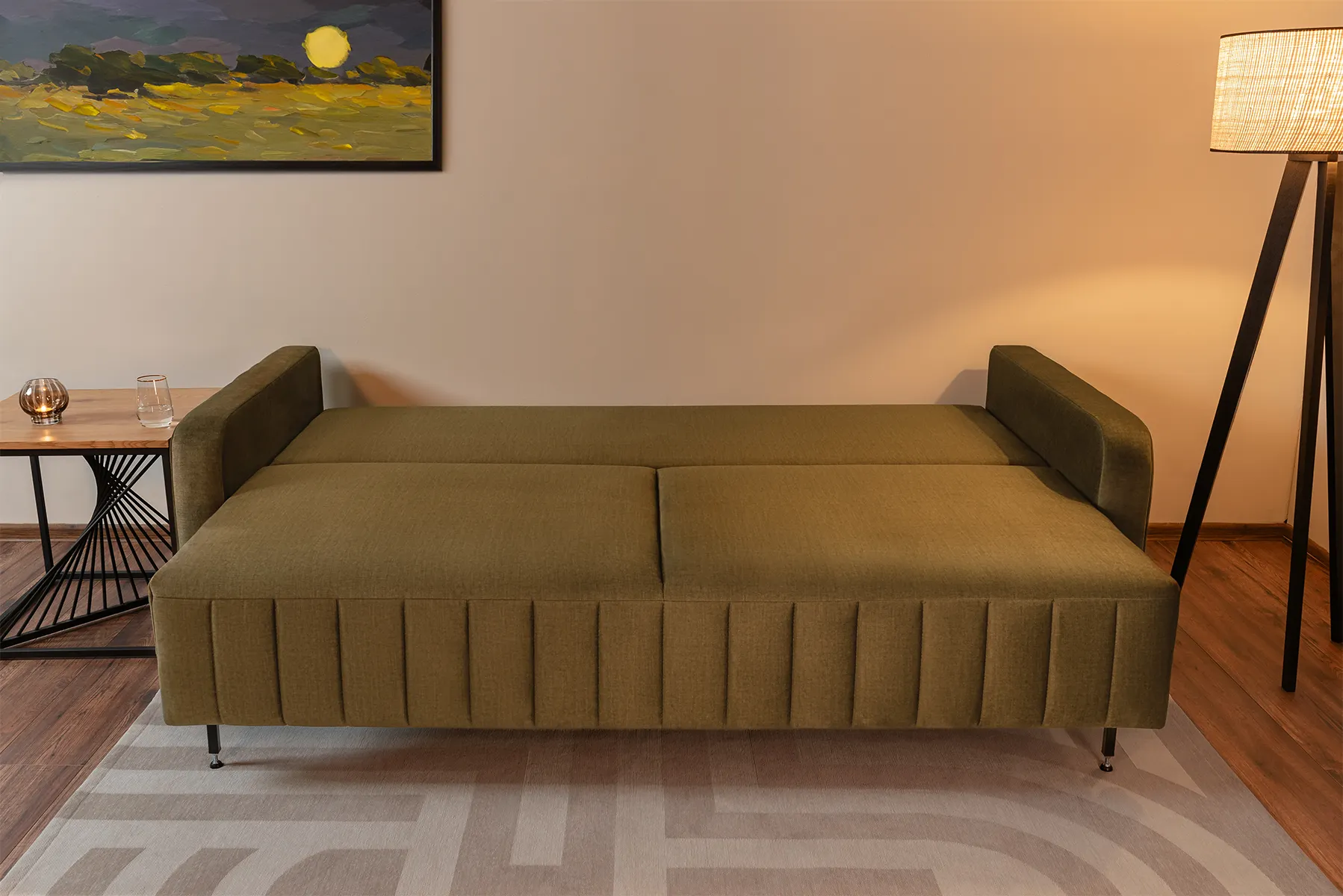 Sofa Grande Pisello 12 rozkładana, 3-osobowa z funkcją spania Oliwkowa — zdjęcie 7