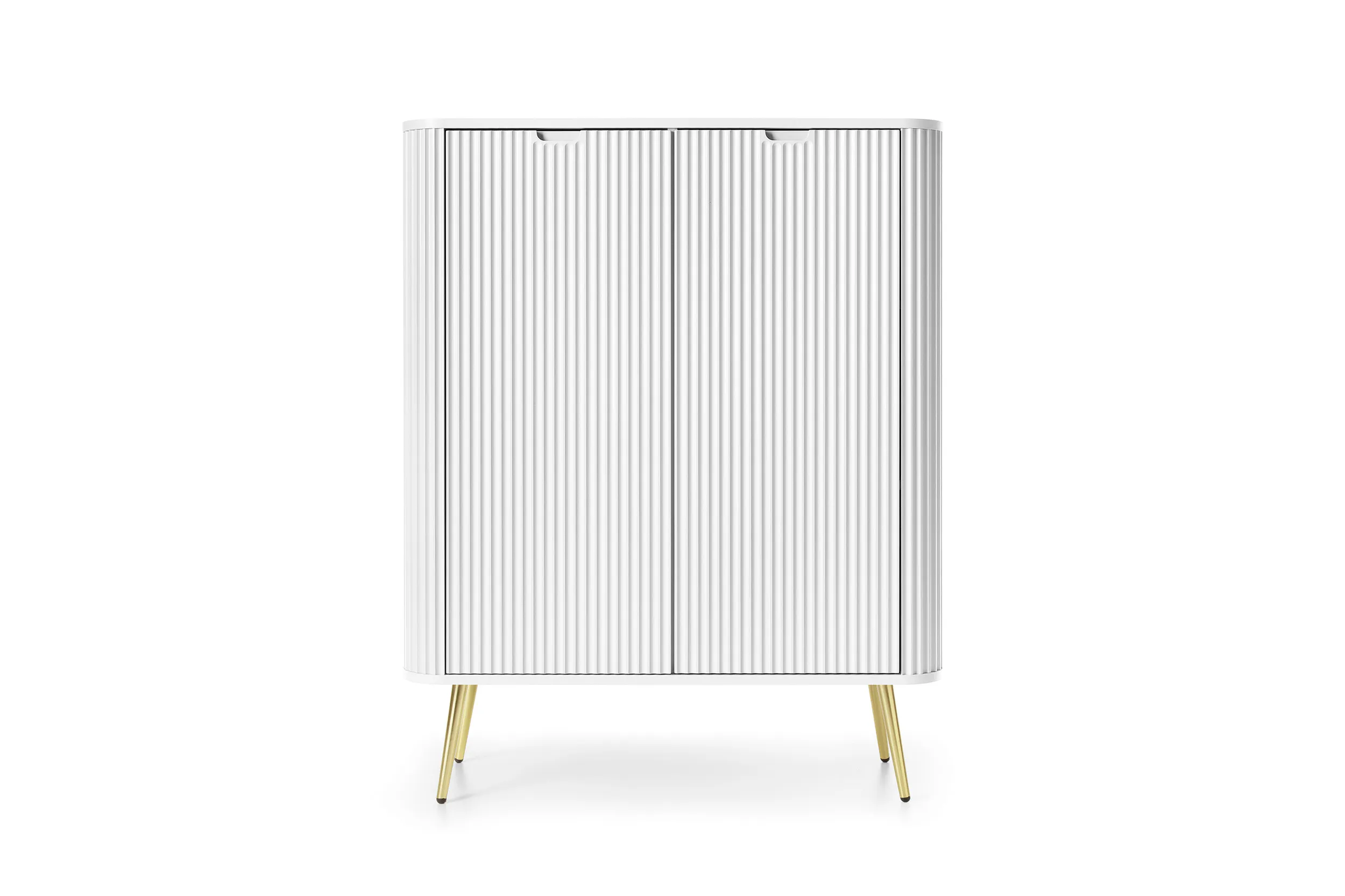 Komoda wysoka 2-drzwiowa ZOVA frezowane fronty, biały, złoty - ZOVA_K103_BIAZL