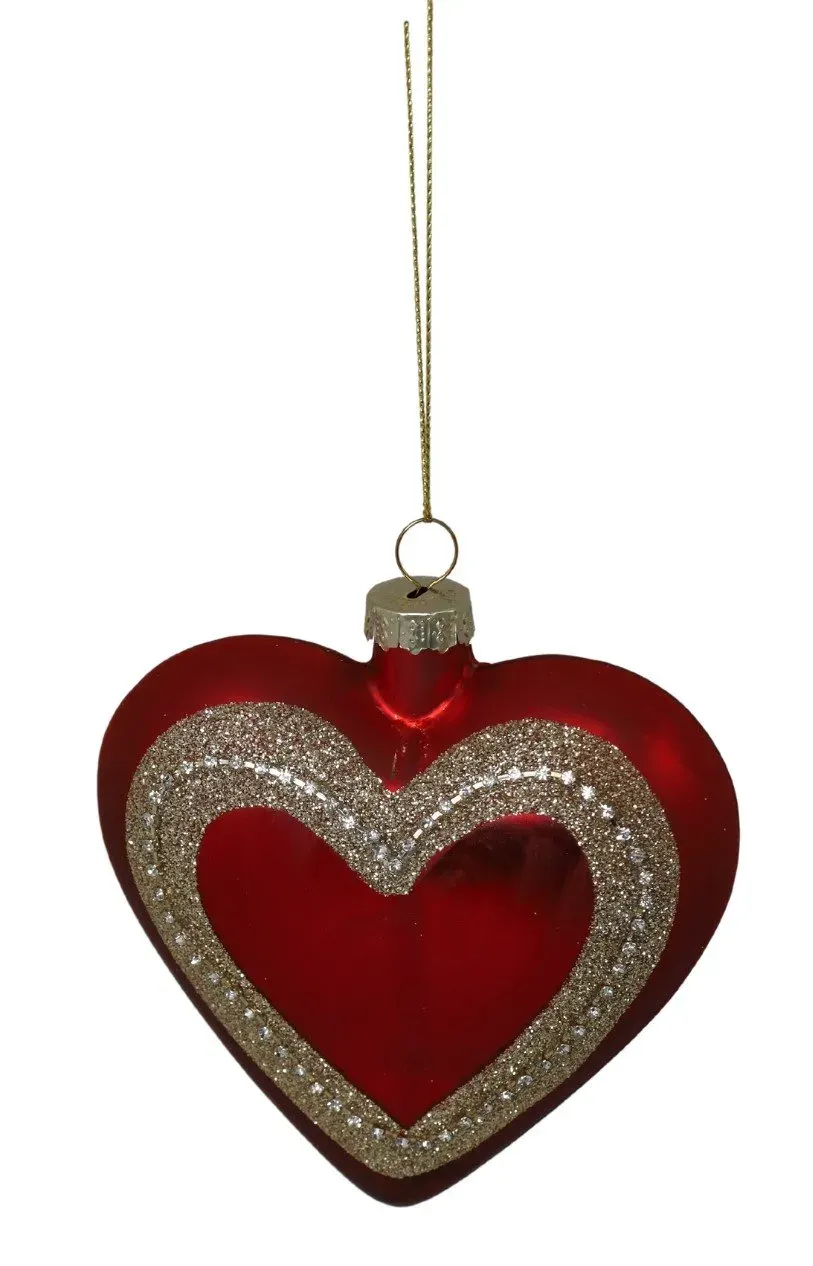 Bombka szklana 12 sztuk SERCE 4164 czerwona