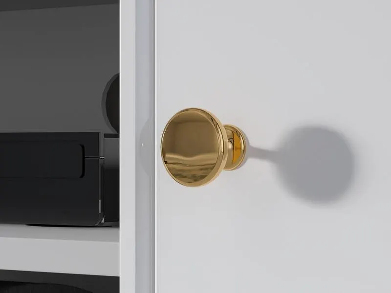 Szafka RTV 2-drzwiowa GOLDIN 06 biały połysk na złotych nogach - 1GOLD06-001