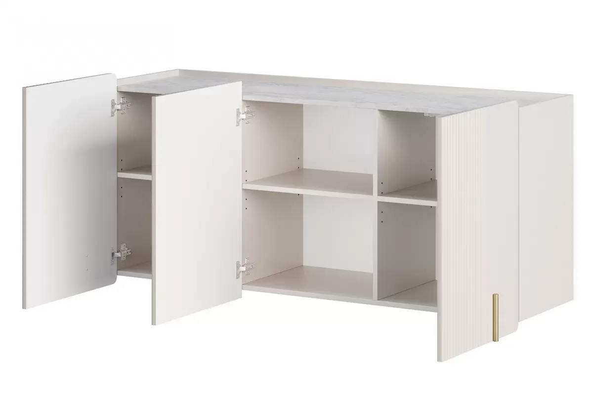 MALMI Komoda 150 3D - cashmere / crema bianca / wisząca / złote uchwyty - B_162314