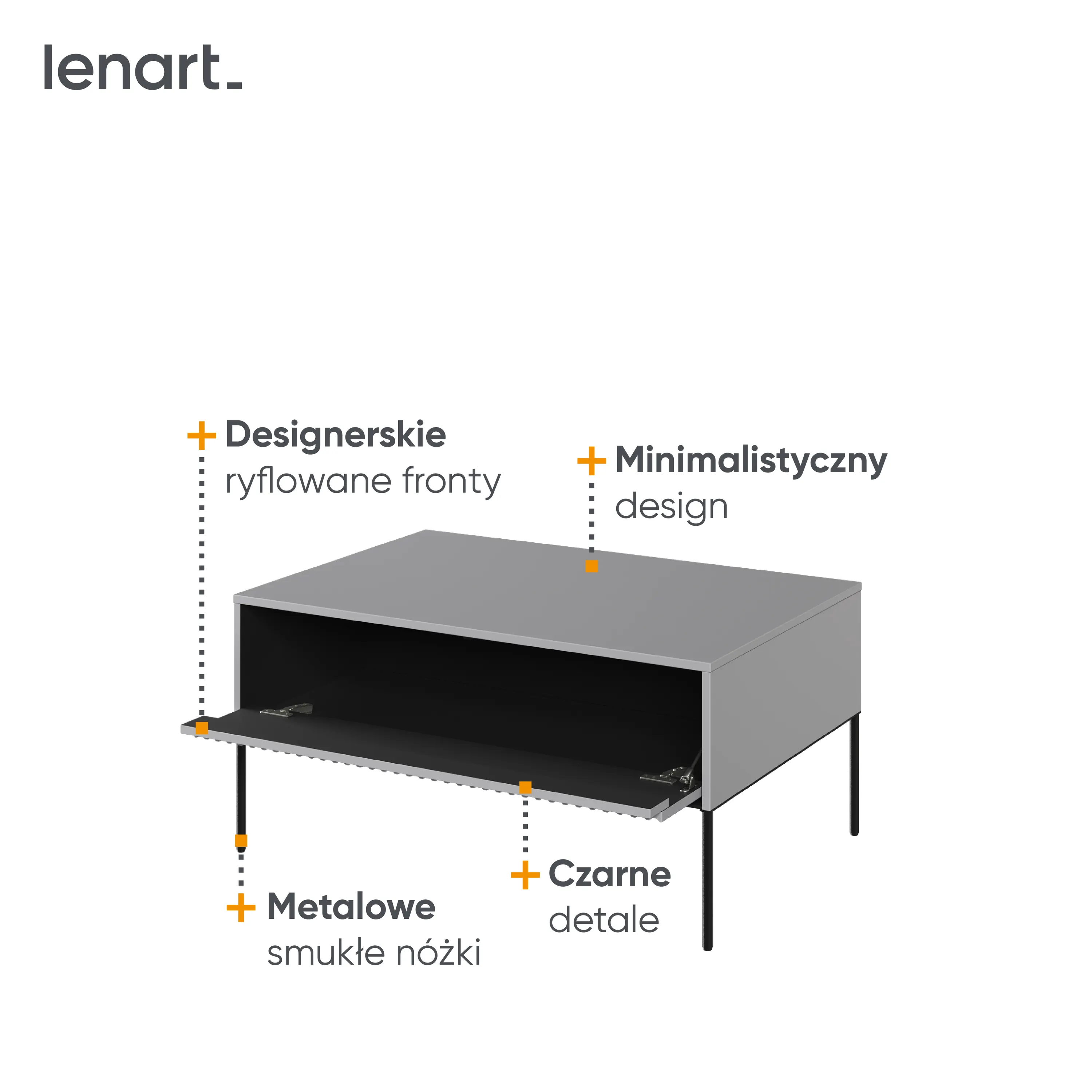 Stolik kawowy TREND TR-09 1K szary/czarny - TR9SC-V2