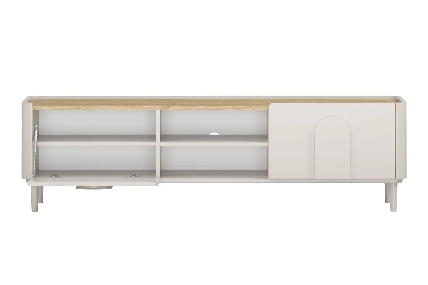 Szafka RTV z klapą i szufladą AMILIO 170 - cashmere dąb olejowany uchwyty cashmere nogi cashmere - B_169223