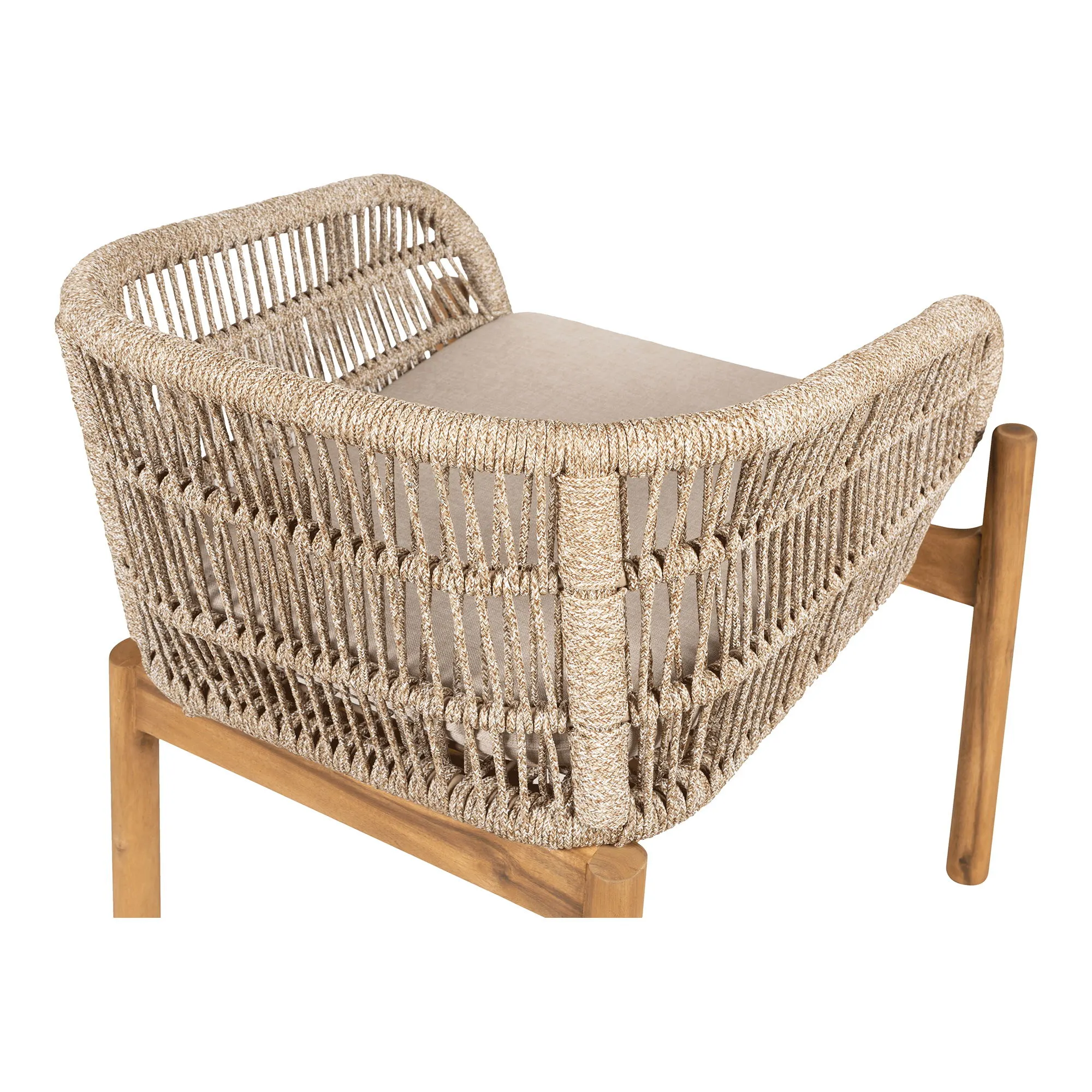 Krzesło ogrodowe TERRACINA z podłokietnikami - drewno akacjowe: naturalny, sznurek: beżowy - 7001190